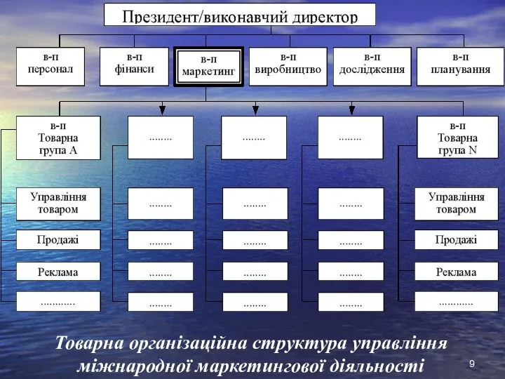 Товарна організаційна структура управління міжнародної маркетингової діяльності