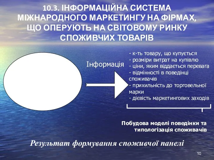 Результат формування споживчої панелі 10.3. ІНФОРМАЦІЙНА СИСТЕМА МІЖНАРОДНОГО МАРКЕТИНГУ НА ФІРМАХ,