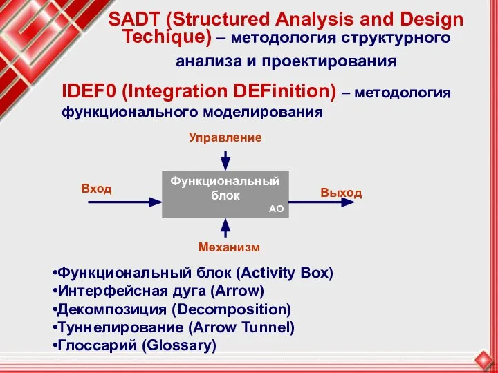 SADT (Structured Analysis and Design Techique) – методология структурного анализа и