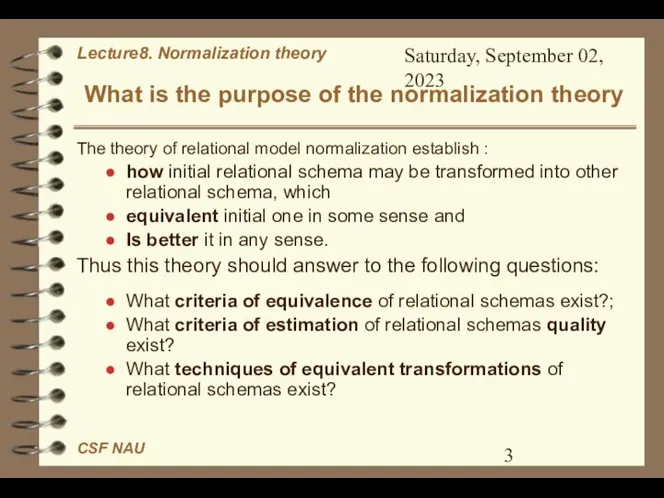 Saturday, September 02, 2023 What is the purpose of the normalization