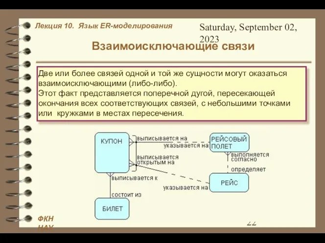 Saturday, September 02, 2023 Взаимоисключающие связи Две или более связей одной