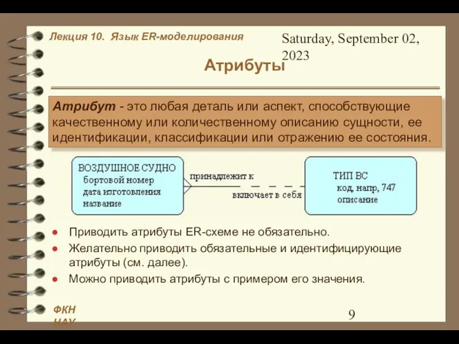 Saturday, September 02, 2023 Атрибуты Атрибут - это любая деталь или