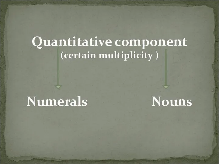 Quantitative component (certain multiplicity ) Numerals Nouns