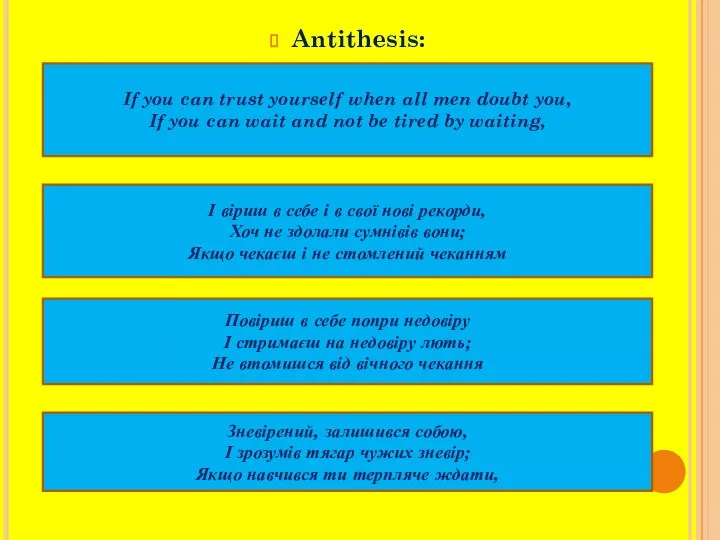 Antithesis: If you can trust yourself when all men doubt you,