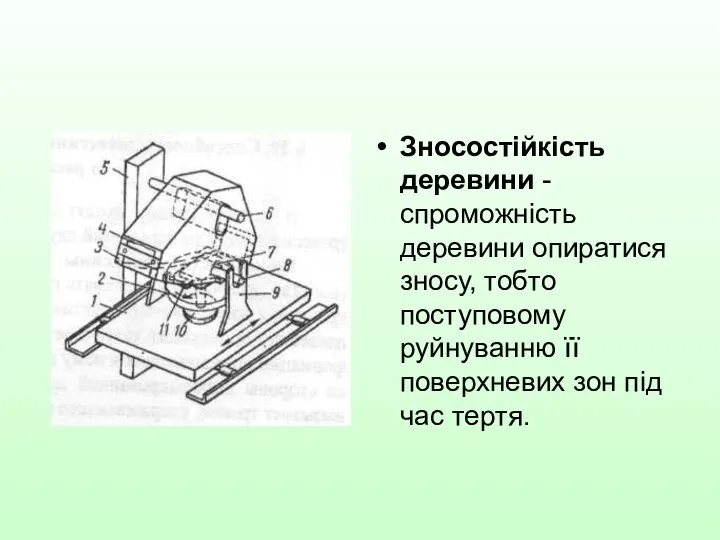 Зносостійкість деревини - спроможність деревини опиратися зносу, тобто поступовому руйнуванню її поверхневих зон під час тертя.