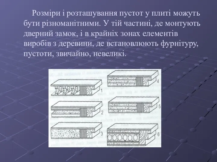 Розміри і розташування пустот у плиті можуть бути різноманітними. У тій