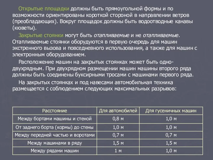 Открытые площадки должны быть прямоугольной формы и по возможности ориентированы короткой