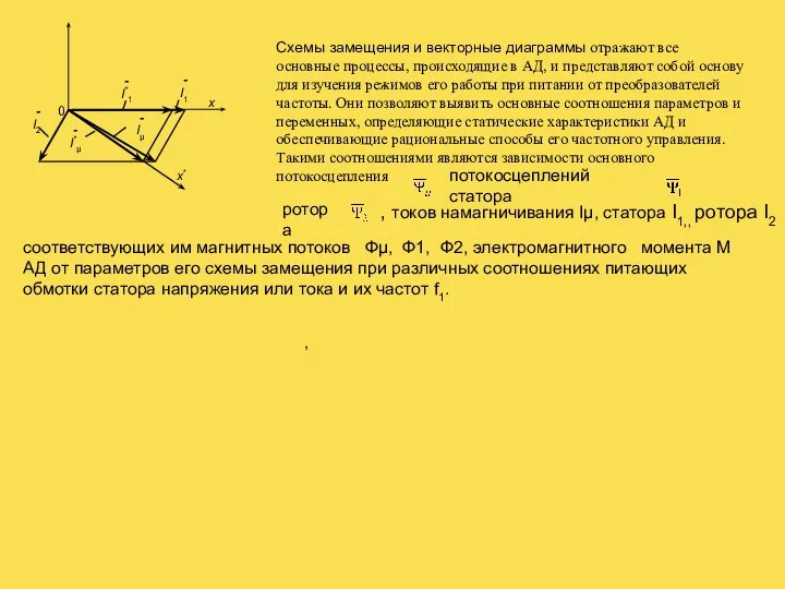 Схемы замещения и векторные диаграммы отражают все основные процессы, происходящие в