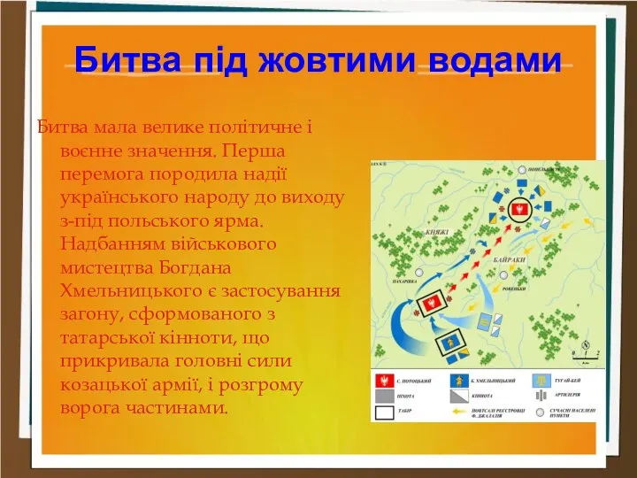 Битва під жовтими водами Битва мала велике політичне і воєнне значення.