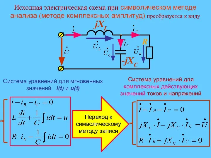 Система уравнений для мгновенных значений i(t) и u(t) Система уравнений для