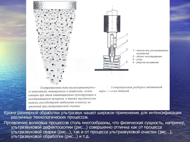 Кроме размерной обработки ультразвук нашел широкое применение для интенсификации различных технологических