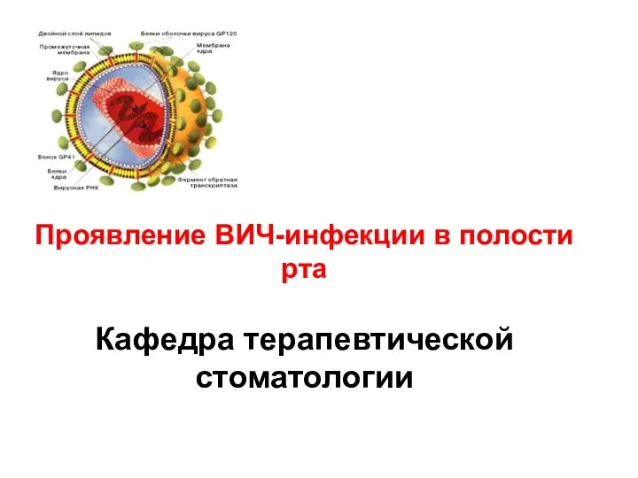 Проявление ВИЧ-инфекции в полости рта Кафедра терапевтической стоматологии