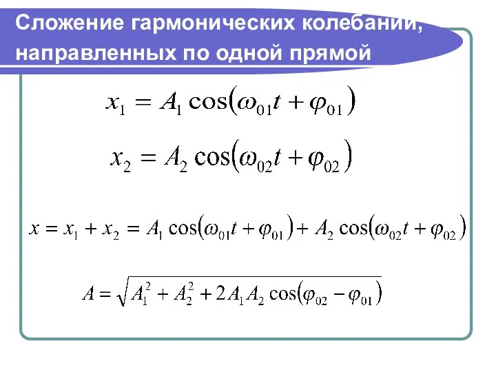 Сложение гармонических колебаний, направленных по одной прямой