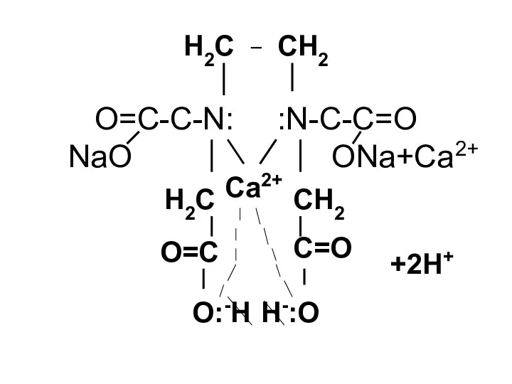 H2C _ CH2 O=C-C-N: :N-C-C=O NaO ONa+Ca2+ CH2 H2C C=O H-:O O=C O:-H +2H+ Ca2+