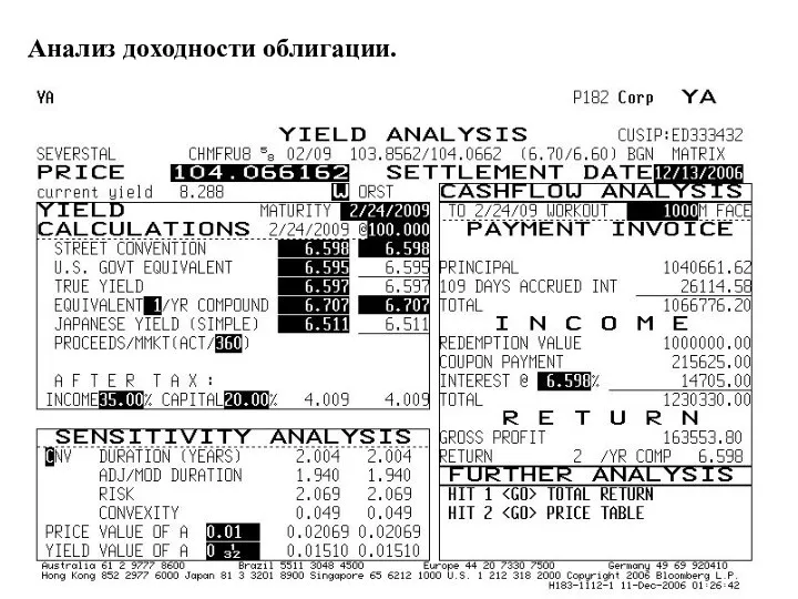 Анализ доходности облигации.