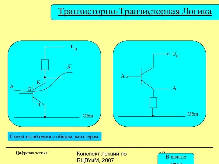 Конспект лекций по БЦВУиМ, 2007 Транзисторно-Транзисторная Логика Цифровая логика Общ UП