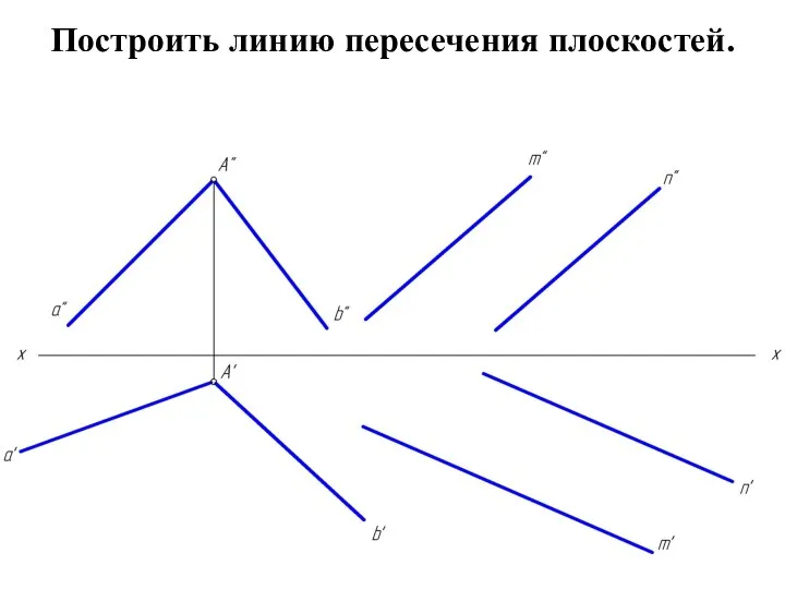 Построить линию пересечения плоскостей.