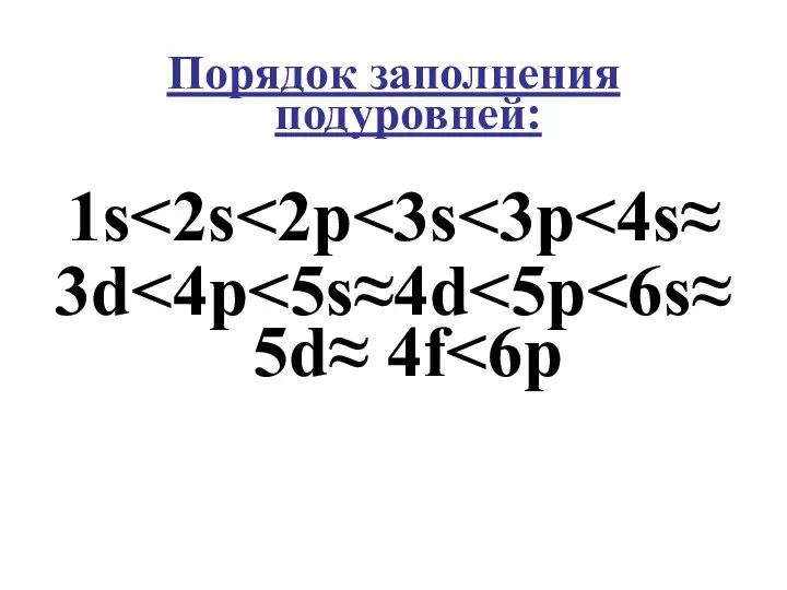 Порядок заполнения подуровней: 1s 3d