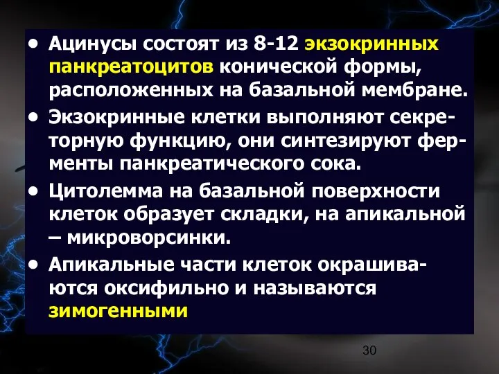 09/02/2023 Ацинусы состоят из 8-12 экзокринных панкреатоцитов конической формы, расположенных на