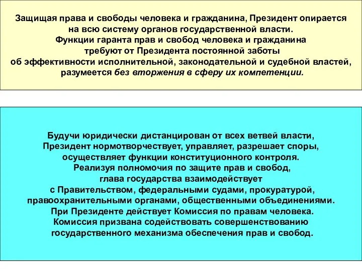 Защищая права и свободы человека и гражданина, Президент опирается на всю