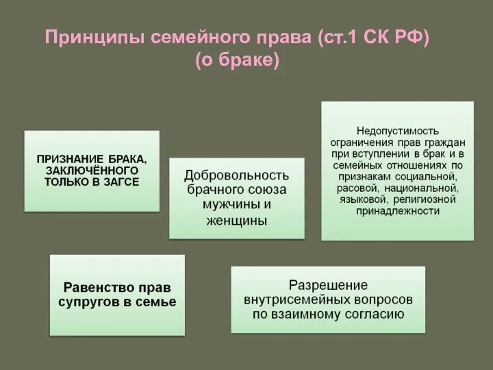 Принципы семейного права (ст.1 СК РФ) (о браке)