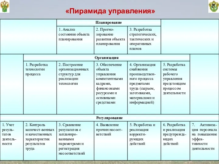 8 «Пирамида управления»