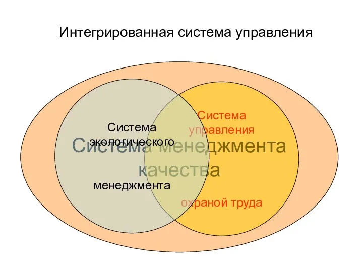 Интегрированная система управления Система менеджмента качества Система управления охраной труда Система экологического менеджмента