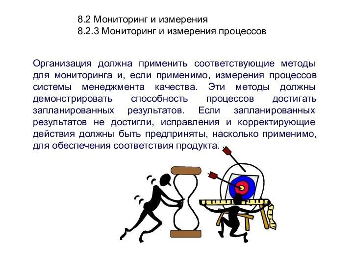 8.2 Мониторинг и измерения 8.2.3 Мониторинг и измерения процессов Организация должна