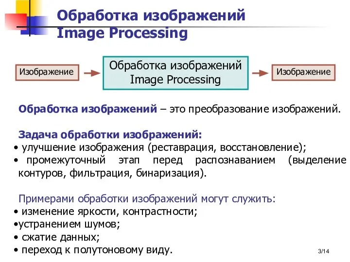/14 Обработка изображений Image Processing Обработка изображений Image Processing Изображение Изображение