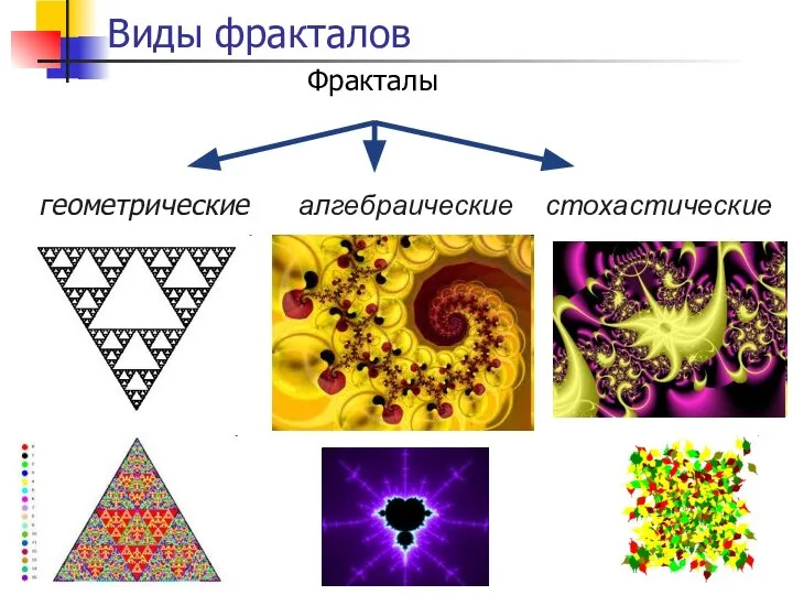 Виды фракталов геометрические алгебраические стохастические Фракталы