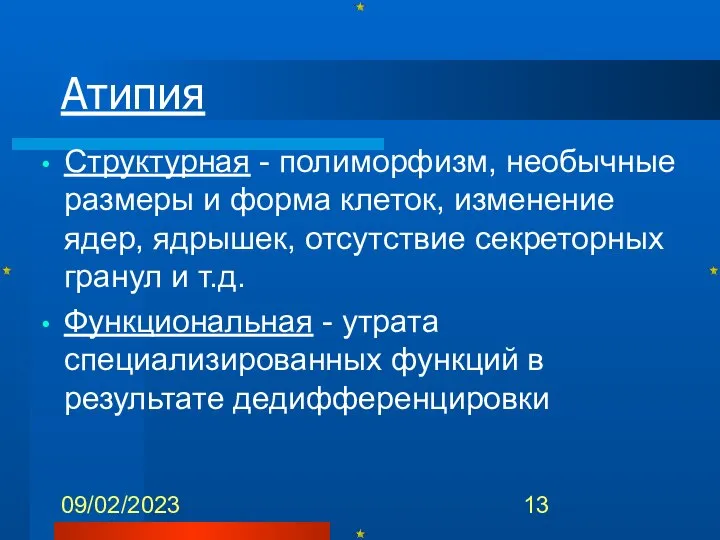 09/02/2023 Структурная - полиморфизм, необычные размеры и форма клеток, изменение ядер,