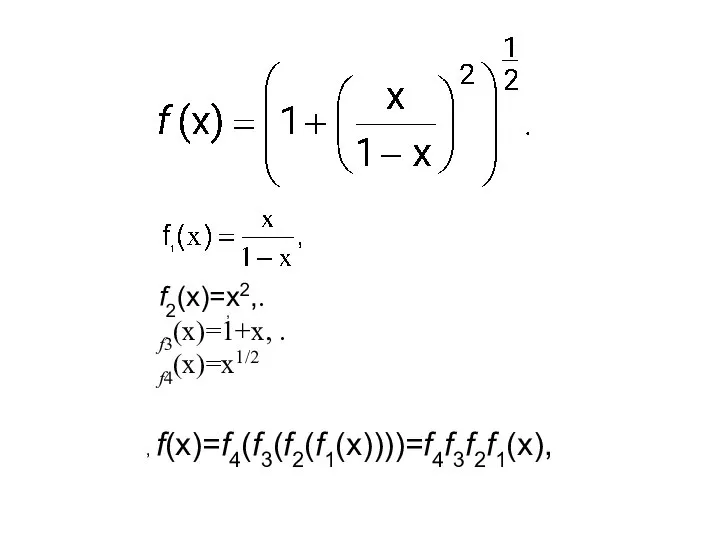 f2(x)=x2,. f3(x)=1+x, . f4(x)=x1/2 , , f(x)=f4(f3(f2(f1(x))))=f4f3f2f1(x),