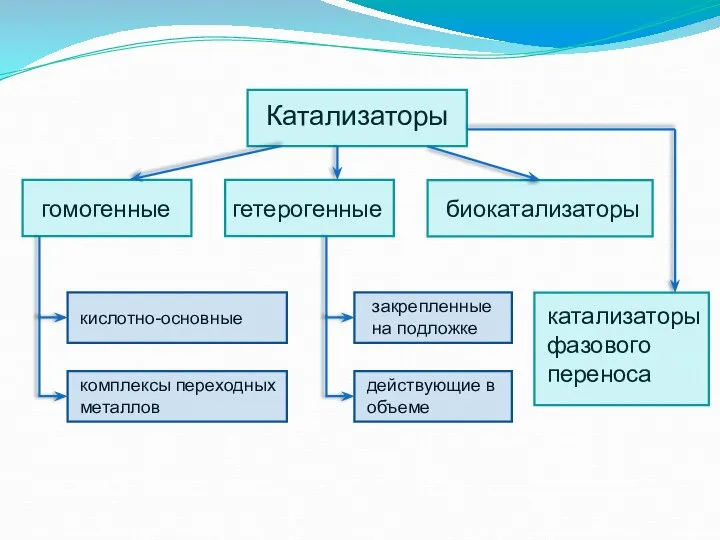 Катализаторы гомогенные гетерогенные биокатализаторы кислотно-основные комплексы переходных металлов закрепленные на подложке