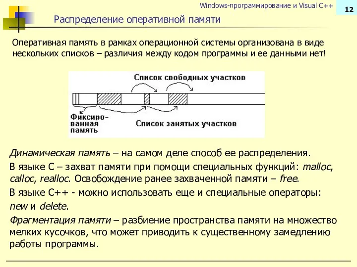 Распределение оперативной памяти Оперативная память в рамках операционной системы организована в