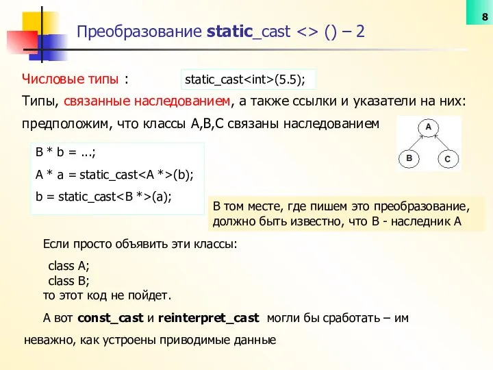 Числовые типы : Типы, связанные наследованием, а также ссылки и указатели