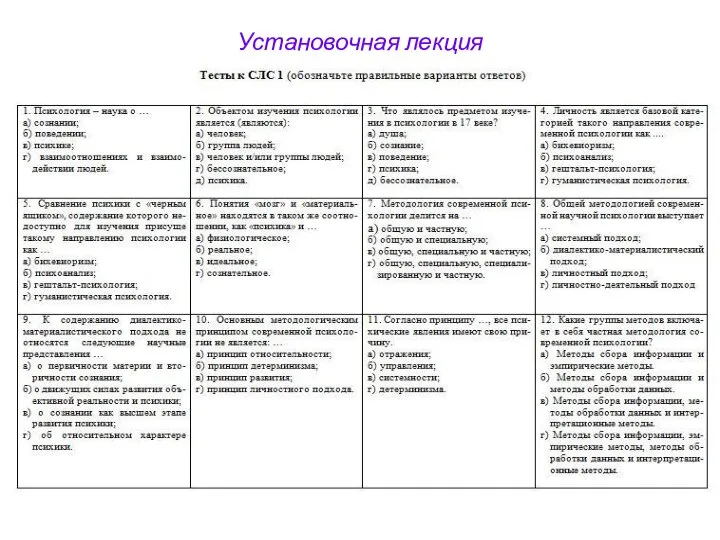 Установочная лекция