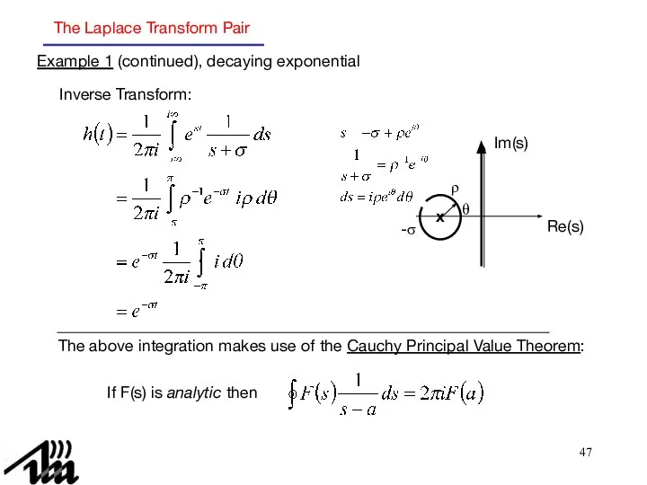 The Laplace Transform Pair Inverse Transform: The above integration makes use