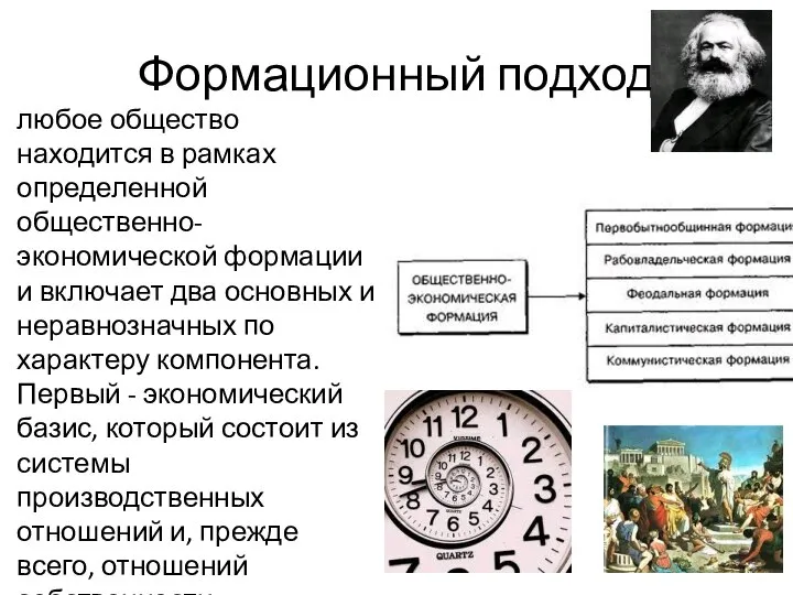 Формационный подход любое общество находится в рамках определенной общественно-экономической формации и