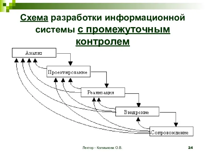 Лектор - Колмыкова О.В. Схема разработки информационной системы с промежуточным контролем