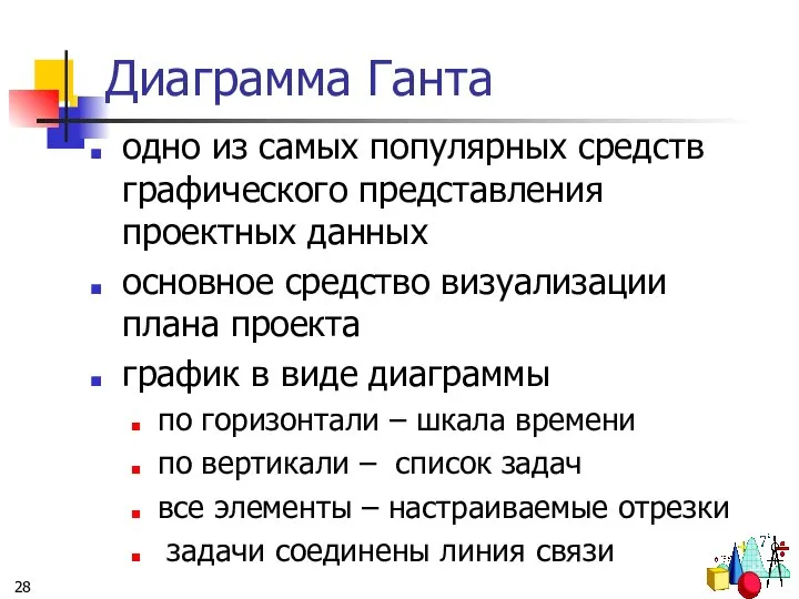 Диаграмма Ганта одно из самых популярных средств графического представления проектных данных