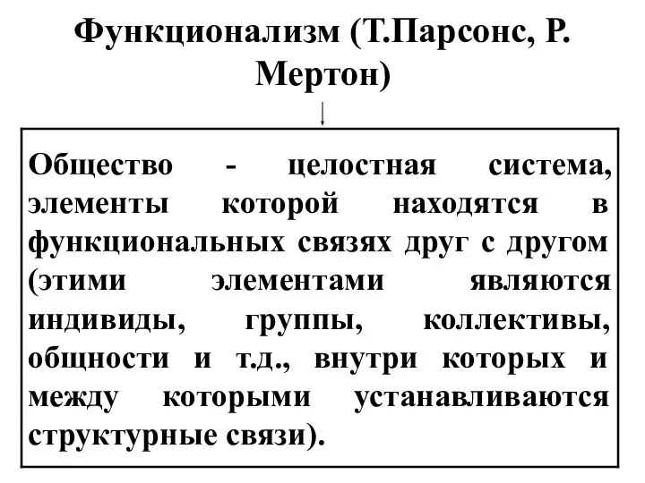 Функционализм (Т.Парсонс, Р.Мертон)