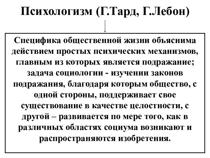 Психологизм (Г.Тард, Г.Лебон)