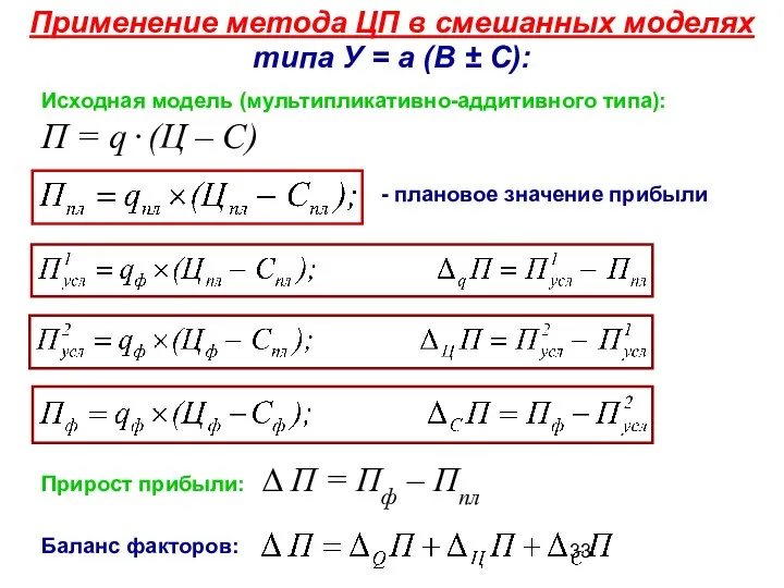 Применение метода ЦП в смешанных моделях типа У = а (В