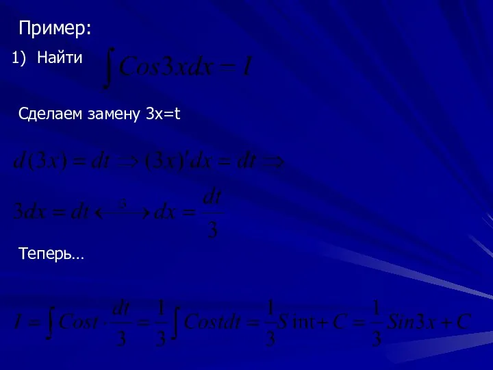 Пример: Найти Сделаем замену 3х=t Теперь…