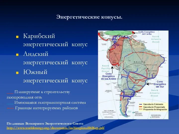 Энергетические конусы. Карибский энергетический конус Андский энергетический конус Южный энергетический конус