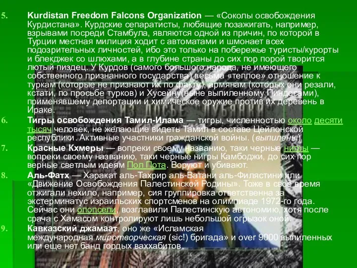 Kurdistan Freedom Falcons Organization — «Соколы освобождения Курдистана». Курдские сепаратисты, любящие