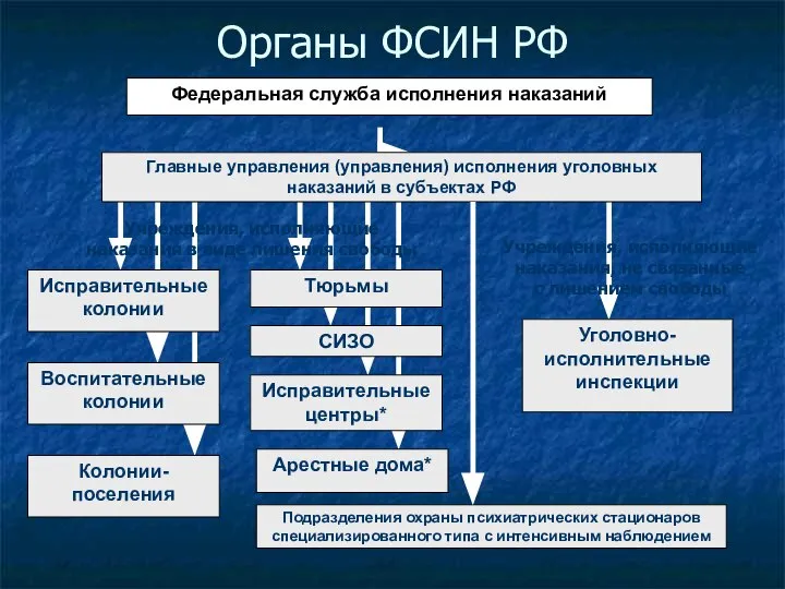 Органы ФСИН РФ Федеральная служба исполнения наказаний Главные управления (управления) исполнения