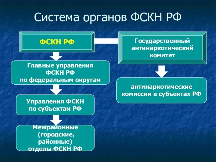 Система органов ФСКН РФ ФСКН РФ Государственный антинаркотический комитет Главные управления