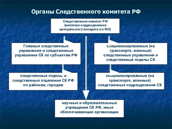 Органы Следственного комитета РФ Следственный комитет РФ (включая подразделения центрального аппарата