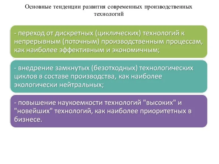 Основные тенденции развития современных производственных технологий